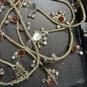 Afghan Anklets With Silver Bells, Tribal Anklet Pair, Silver Jewelry,